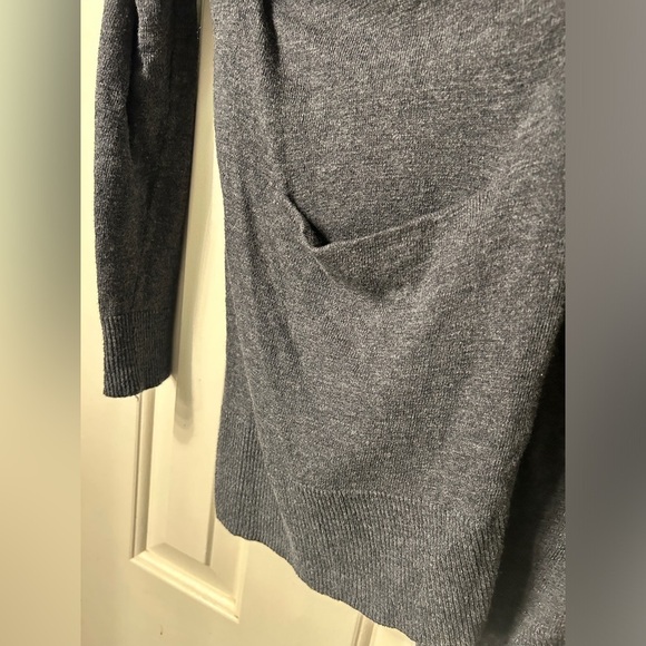 Madewell Cardigan Sweater Charcoal Gray Open Front Pockets Slub Knit- Small - Picture 3 of 5